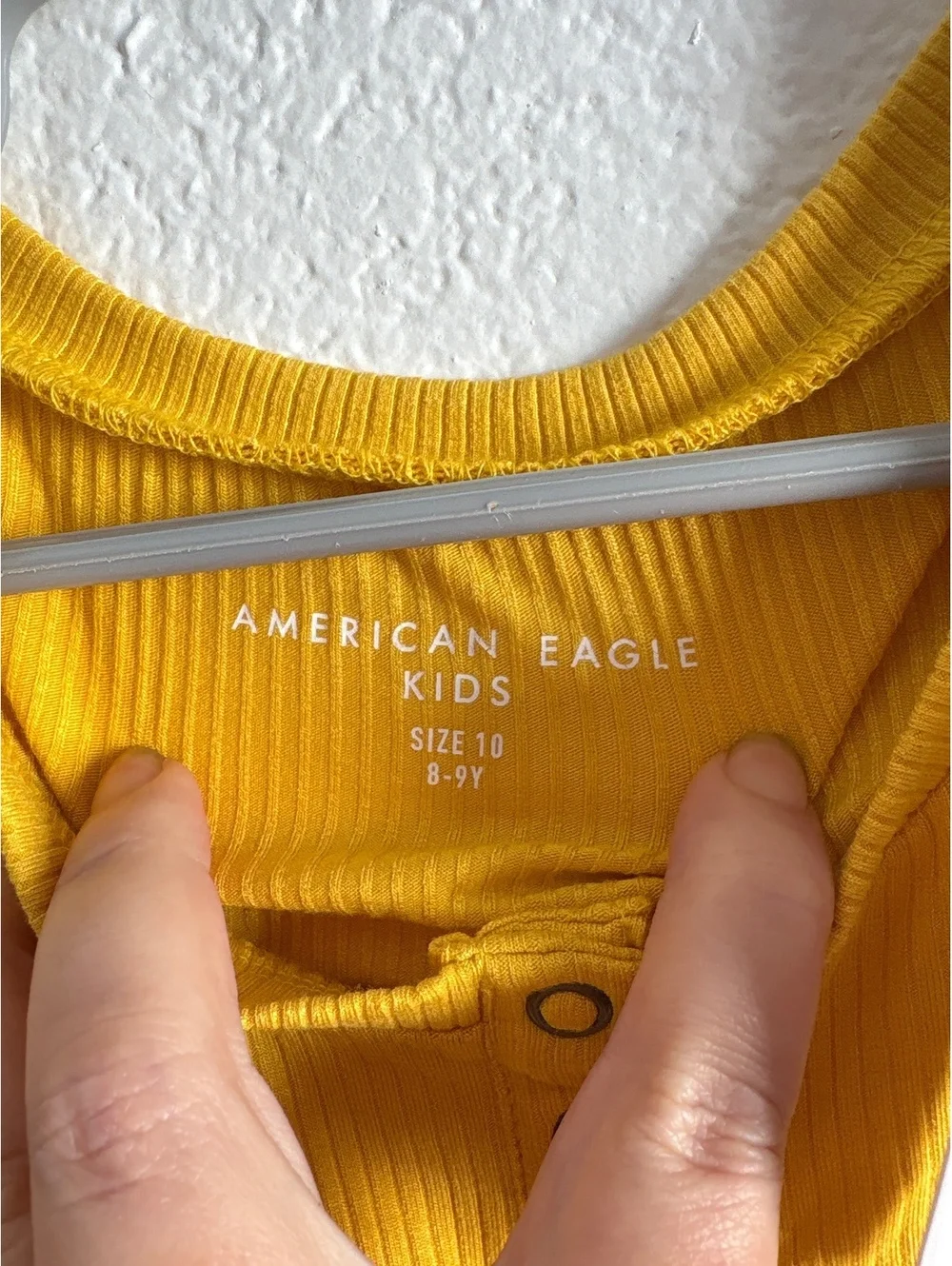 American Eagle Kids Long Sleeve Ribbed Henley Shirt Size 10 (8-9Y) Yellow